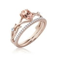 thumbnail image 3 of Boho & hippie 1.60 Carat Pear Cut Morganite And Diamond Moissanite Unique Engagement Ring, Wedding Ring, Inspired And Branch Ring in 10k Solid Rose Gold, Gift For Her, Surprise, Bridal Ring Set, 3 of 3