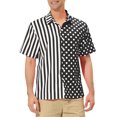 thumbnail image 4 of INSPIRE CHIC Men's Shirt Summer Stripe Polka Dots Short Sleeves Button Patchwork Shirt M Black White, 4 of 7