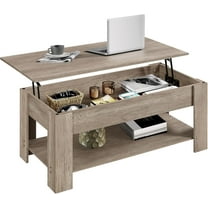 CZMDZH Lift Top Coffee Table with Hidden Compartment and Storage Shelf, Rising Tabletop Dining Table for Living Room Reception Room, 38.6in L, Grey