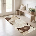 thumbnail image 4 of Washable Kitchen Runner Rug 60" x 22", Non-Slip Soft Low Profile Modern Floral Microfiber Mat for Entryway, Kitchen, Hallway, Laundry, Brown, 4 of 6