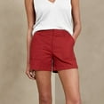 thumbnail image 4 of Women's Stretchy Twill Mid-Rise Shorts with Side Pockets - Soft Brushed Fabric, Flattering Fit Casual Shorts for Summer Walking & Errands,Red M, 4 of 5