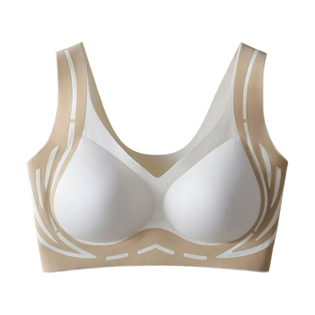Brasier Tela de Mantequilla Sujetador de Realce de Espalda para Mujer, Ropa Interior sin Costuras, Copa Fija, Par de Sujetadores Tipo Chaleco Plegables Caídos Grande