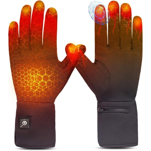 Snow Deer Heated Glove Liners for Men Women, Rechargeable Battery Electric Heated Gloves Winter Warm Glove Liners for Arthritis Raynaud, Thin Gloves Riding Ski Snowboarding Hiking Cycling