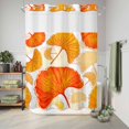 thumbnail image 6 of No Hook Shower Curtain, Burnt Orange Leaves Shower Curtains for Bathroom with See Through Top Window, Elegant Botanical Vintage Art Waterproof & Washable Bath Curtain Stall 48"x72", 6 of 9