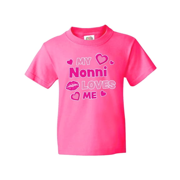 Inktastic Valentine's Day My Nonni Loves Me Hearts and Lips Youth T-Shirt
