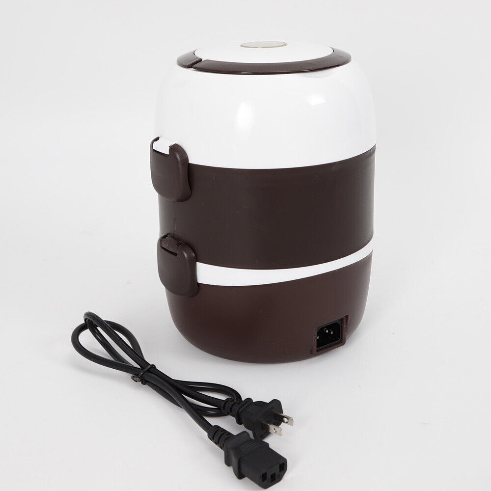 Fichiouy 3 Layer Steamer Heated Food Warmer Rice Cooker 2L Portable Electric Lunch Box 200W