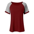 thumbnail image 3 of qucoqpe Summer Tops for Women Fashion Casual Color Block Crewneck Raglan Short Sleeve T-shirts Trendy Vacation Lightweight Blouses Loose Fit Tee, 3 of 5