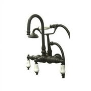 Vintage Three Handle Wall Mount Clawfoot Tub Faucet with Handshower, Oil Rubbed Bronze, Lever, 3