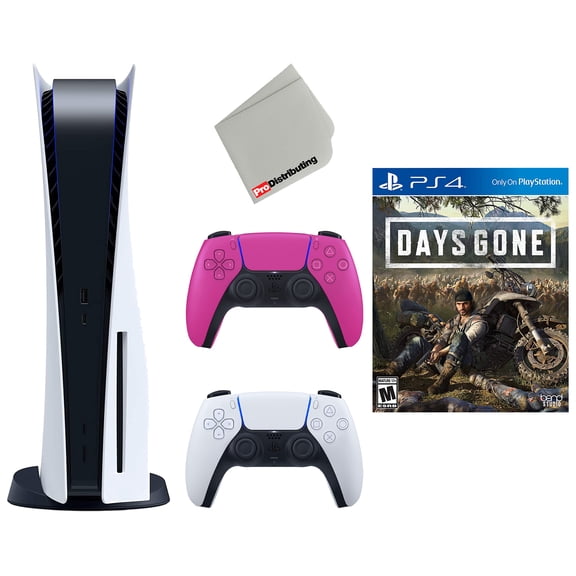 Restored Sony Playstation 5 Disc Version with Extra Controller, Days Gone and Cleaning Cloth Bundle - Nova Pink - (Refurbished)