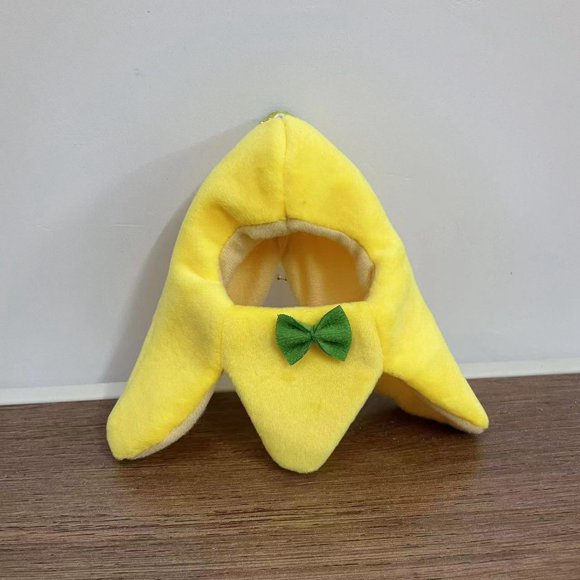 Stylish Banana Themed Headdress for Cats Playful Pet Accessory Soft Adjustable Head Cover Cute Feline Fashion Hat