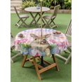 thumbnail image 3 of Spring Easter Bunny Outdoor Tablecloth - 54 Inch Round Dining Table Cover, Pink Plaid Tulip Botanical Eggs Waterproof Outdoor Table Cloth with Umbrella Hole & Zipper for Picnic/Patio/Party, 3 of 7