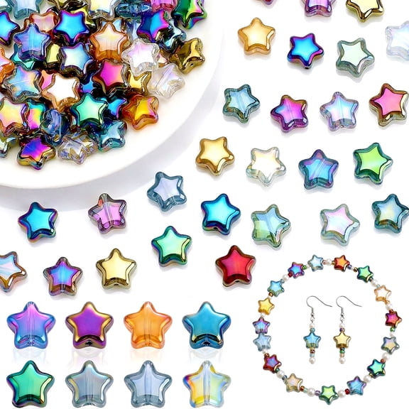 Bbiamsleep 200Pcs Star Beads Star Spacer Beads Pony Beads Star Shape Beads Star Beads Star, 8mm