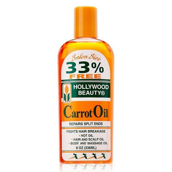 Hollywood Beauty Carrot Oil For Hair or Body, 8 Oz, 2 Pack