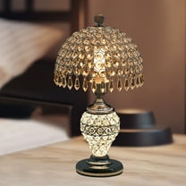 Silver Crystal Table Lamp Vintage Bedroom Nightstand Lamp Deluxe Bedside Lamp for Studies, Living Rooms