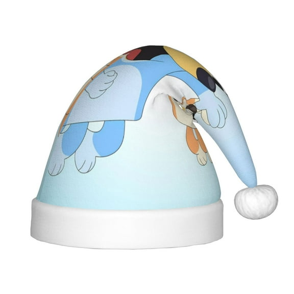 Saiise Bluey Christmas Hat,Santa Hat for Kids & Baby,Xmas Hat,Unisex Velvet Classic Santa Claus Hat for New Year Party