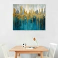 thumbnail image 2 of GOSMITH  Teal Abstract Cityscape Canvas Wall Art Modern Skyline Gold Painting Blue Grey Textured Picture Turquoise Artwork Framed for Living Room Bedroom Bathroom Home Office Wall Decor, 2 of 4