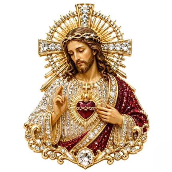 Sacred Heart of Jesus Brooch, Catholic Lapel Pin Inspirational Gift for Women Men, For Home Altar Church Baptism Religious