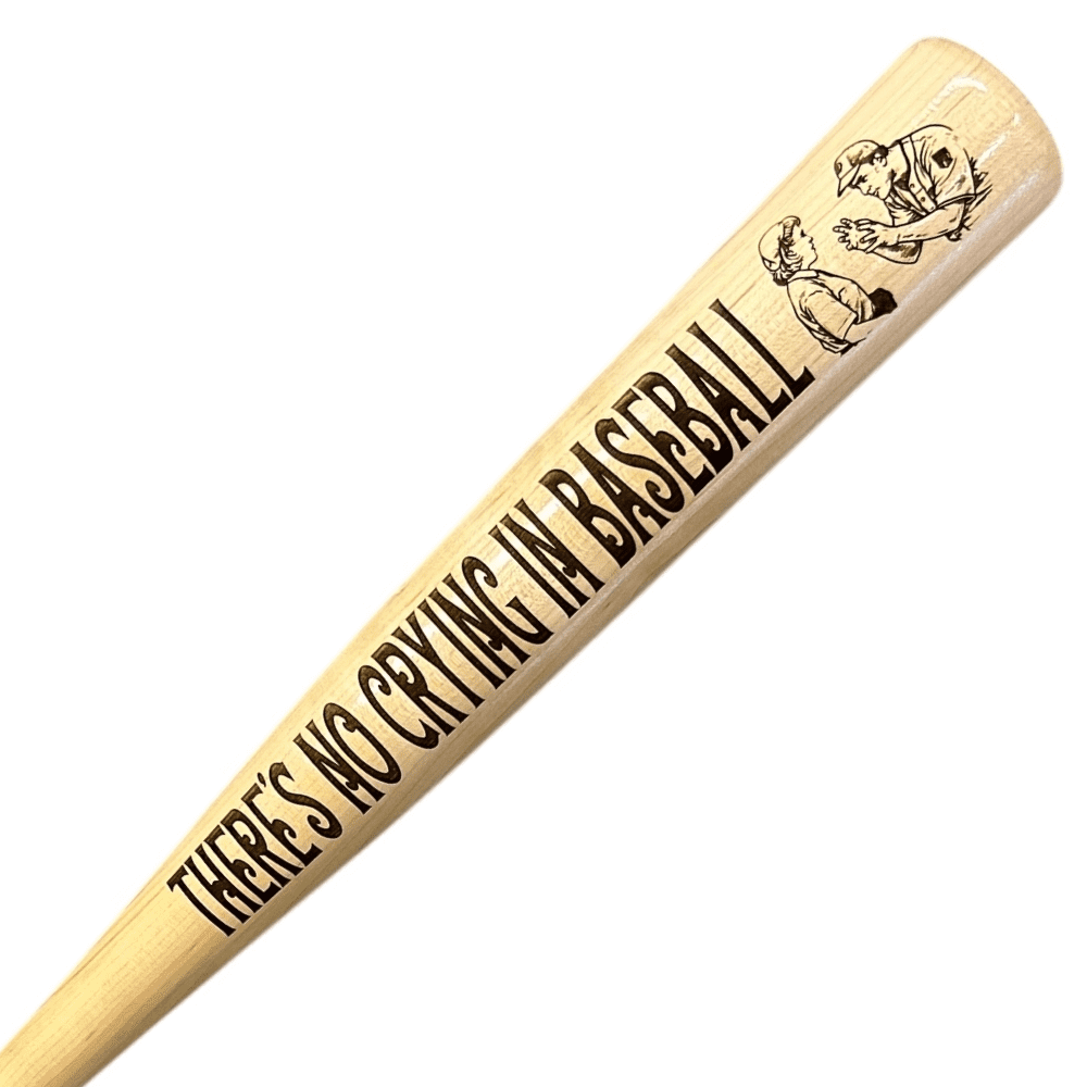 There's No Crying in Baseball Engraved Wooden Baseball Bat with Wall Mount