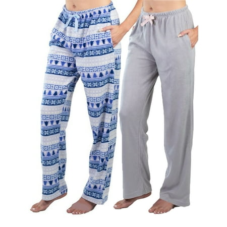 

Jo & Bette Women’s Fleece Pajama Pants with Pockets Plaid Sleep Pants 2 Pairs