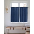 thumbnail image 2 of Dark Blue 2 Panel Kitchen Curtains for Windows, Retro Farmhouse Plants Wall Lines Texture Bathroom Privacy Curtain, Home Décor Window Treatment for Bedroom/Living Room 55"x45", 2 of 6