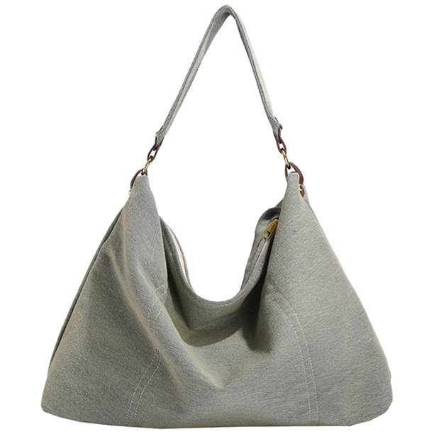 Bolso Satchel Hobo Casual Bandolera para Mujer Leopardo/Denim Azul