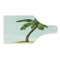thumbnail image 1 of Palm Tree Cutting Board, Cartoon Palm Tree Image Tropical Plant and Sand Serenity Nature Foliage Print, Tempered Glass Cutting and Serving Board, Wine Bottle Shape, Green Brown, by Ambesonne, 1 of 1