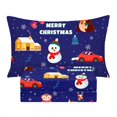 thumbnail image 2 of Juego de sábanas BYSURE Twin Kids con muñeco de nieve navideño, color azul marino, 2 of 6