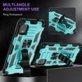thumbnail image 3 of For Cricket Debut Smart Case Kickstand Phone Cover Full Protection Armor Shockproof Rugged Case with Free 9H Tempered Glass Screen Protector - Teal, 3 of 5