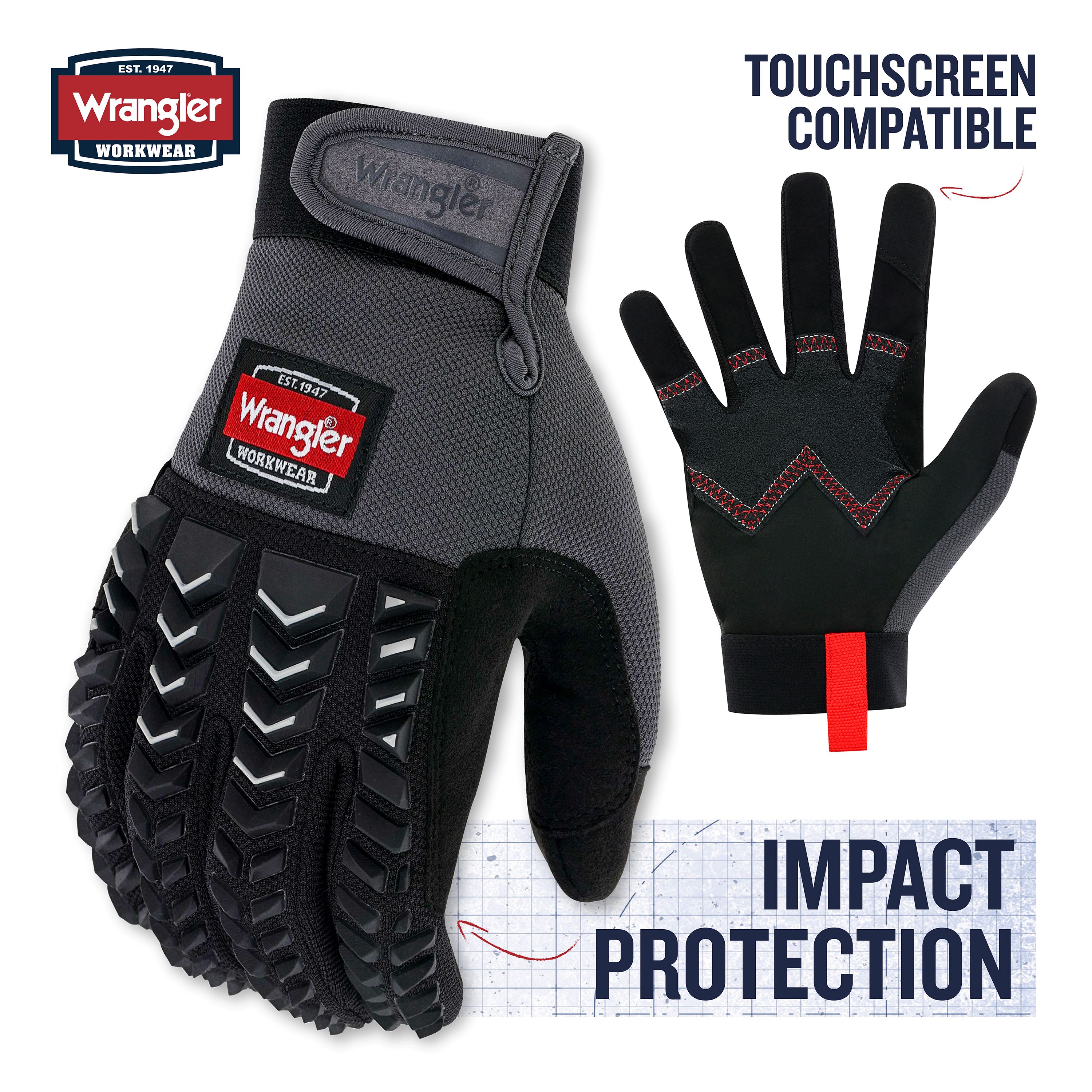 Wrangler Men's Impact Work Gloves, Large, Heavy-Duty Protection photo 4