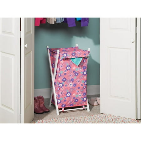 Homz Kidz Wood X-frame Hamper - Pink Turquois