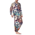 thumbnail image 2 of Balery Vibrant Leopard In Flowers Pijama para Hombre de Dos Piezas con Manga Larga, Conjunto de Dormir y Descanso Suave con Bolsillos-XX-Large, 2 of 7