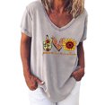 thumbnail image 1 of PVCS Mode Femmes T-Shirt Imprimé Col en V Manches Courtes Tee Décontracté Blouse, 1 of 5