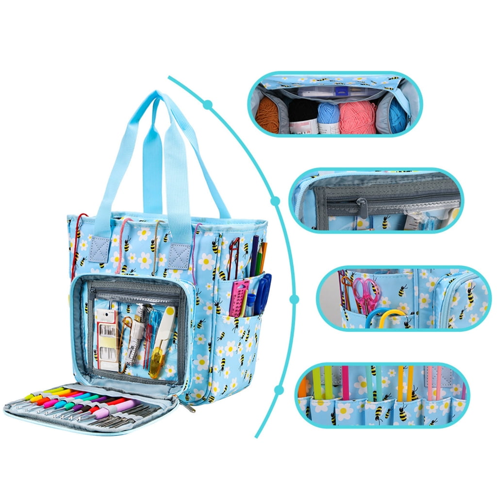 Crochet Bag Crochet Craft Organiser Knitting Bag for Crocheting & Knitting Supplies, Portable Yarn Storage Organiser