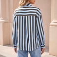 thumbnail image 4 of Womens Striped Button Down Shirts Bow Tie Neck Long Sleeve Tops, S, 4 of 6