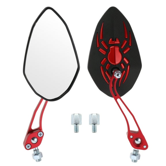 Unique Bargains Motorcycle Rear View Mirrors Bar End Side Mirrors Mount Aluminum Alloy Plastic Red Adjustable M8/M10 Prismatic Shape