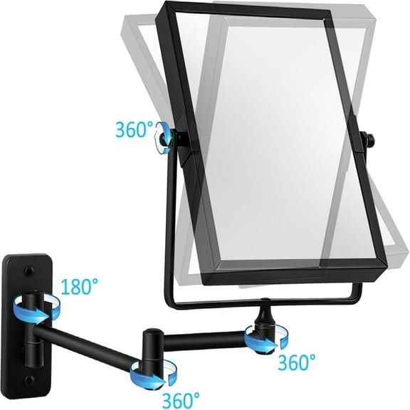 3X Magnified Wall Mounted Mirror, Rectangular 8x6 Inch with Extendable Arm | Double-Sided Swivel Bathroom Shaving Vanity Mirror