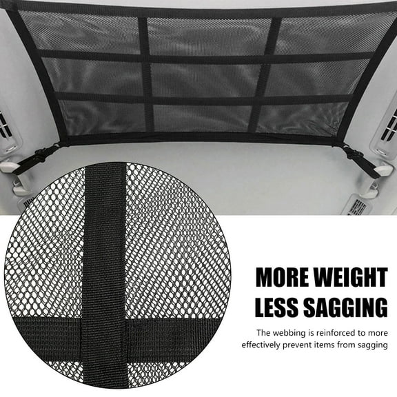 GORWARE Car Ceiling Cargo Net Pocket Car Roof Storage Organizer Double-Layer Mesh Car Camping Storage Bag for Tent Putting Quilt Toys Sundries 31 x 21 Inch Black