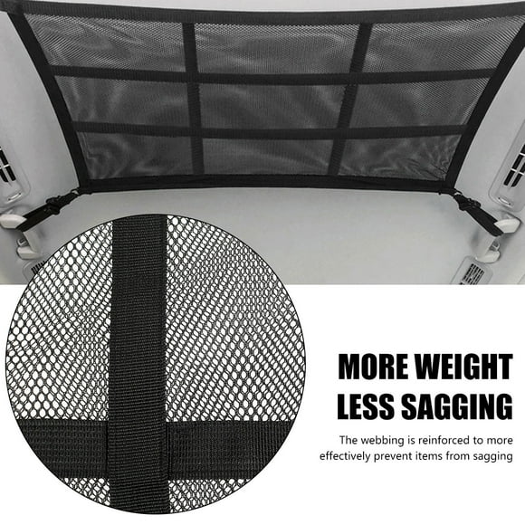 Yous Auto Car Ceiling Cargo Net Pocket Car Roof Storage Organizer Double-Layer Mesh Car Camping Storage Bag for Tent Putting Quilt Toys Sundries 31 x 21 Inch Black