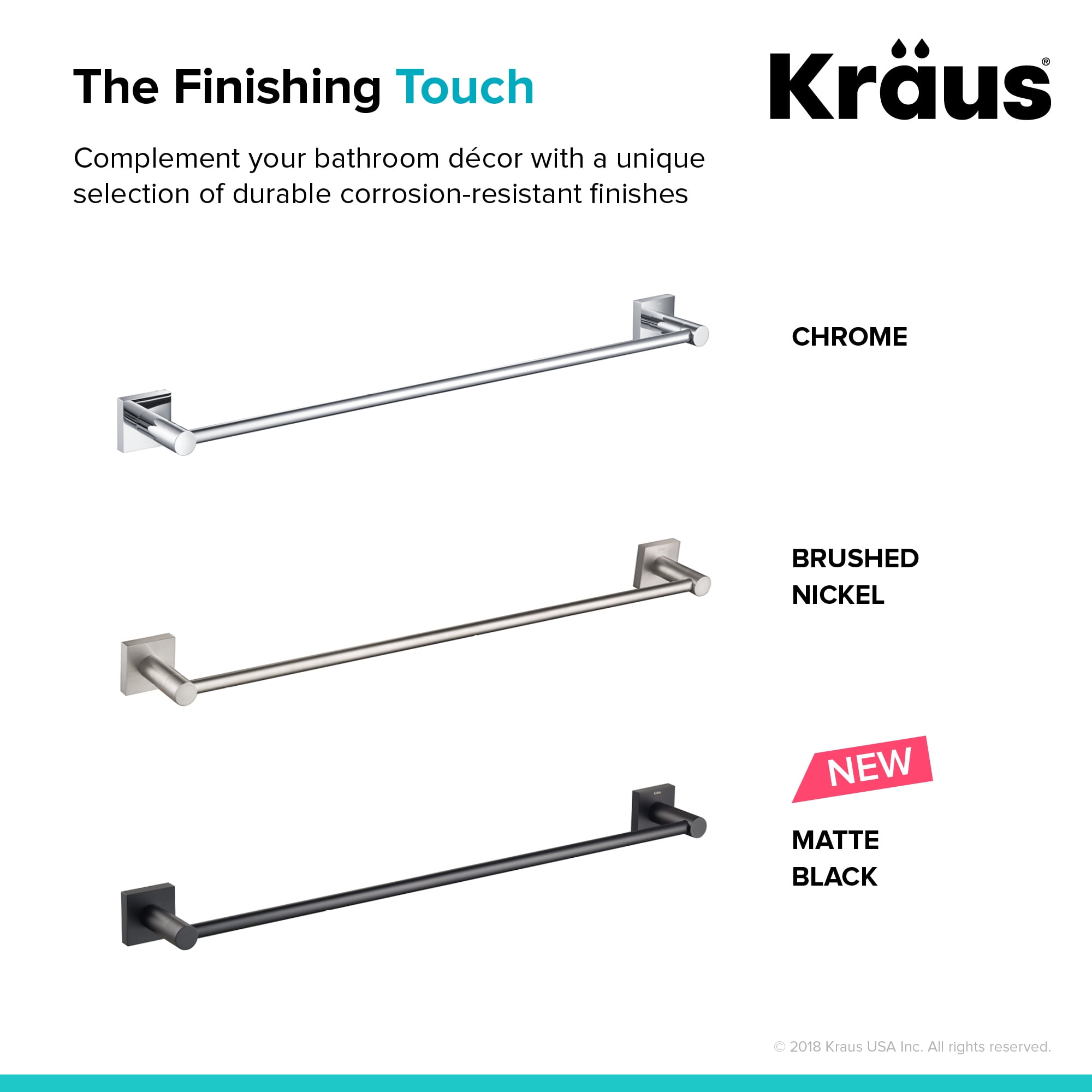 KRAUS Ventus 24-inch Bathroom Towel Bar, Brushed Nickel Finish