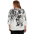 thumbnail image 2 of Alfred Dunner Womens Plus-Size Shadow Leaf Three Quarter Sleeve Top, 2 of 4