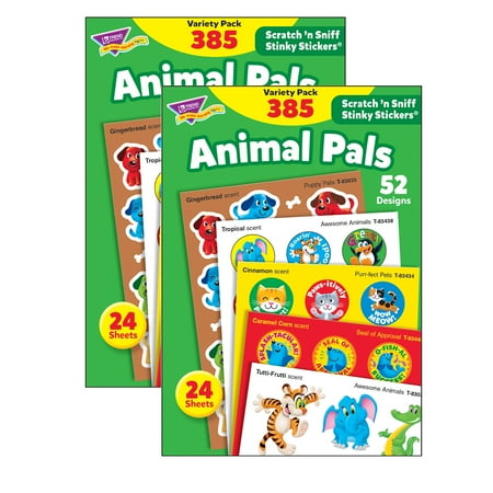 UPC: 0194629064946 | TREND Animal Pals Stinky Stickers Variety Pack 385 Per Pack 2 Packs