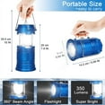 thumbnail image 4 of LED Camping Lantern Rechargeable,2Pack Collapsible Solar Camping Lights with Flashlight, Waterproof Portable Survival Light for Hurricane, Emergency, Power Outages, Hiking, Fishing (Blue), 4 of 9