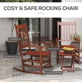 thumbnail image 5 of Outdoor Rocking Chair Set of 2 with Side Table, Patio Wooden Rocking Chair with Smooth Armrests, High Back for Garden, Balcony, Porch, Supports Up to 352 lbs., Wine Red, 5 of 9