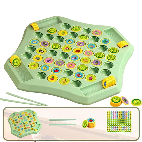 Flip Match Board Game, Flip Chess Memory Game, Memory Checkerboard Over Card Board, Double Cartoon Pattern Matching Memories Game, Suitable for 2-4 Players