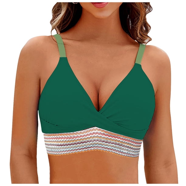 Traje de Baño de Color Sólido de las Mujeres, Impreso Conservador Plisado una Pieza con Cuello en V para la Playa Y la Piscina, Conjunto de Trajes de Baño de Verano Sexy
