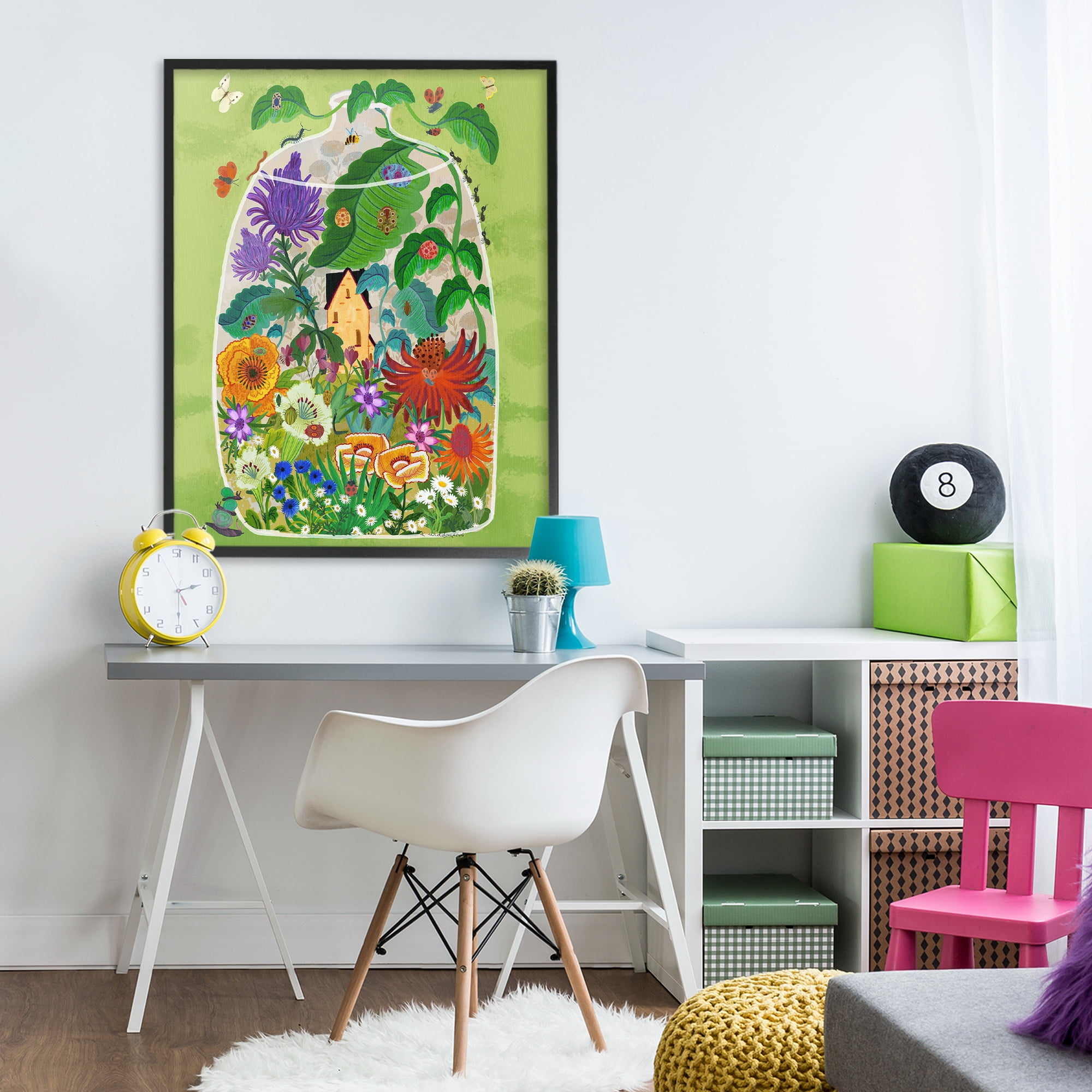 Stupell Industries Terrarium Bug Garden Black Framed Giclee Art, design by Kay Widdowson