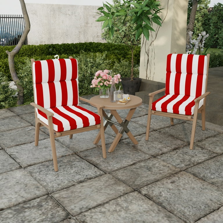 Free Shipping Jordan Manufacturing 44 x 22 Cabana Red Stripe Rectangular Outdoor Chair Cushion with Ties and Hanger Loop Walmart