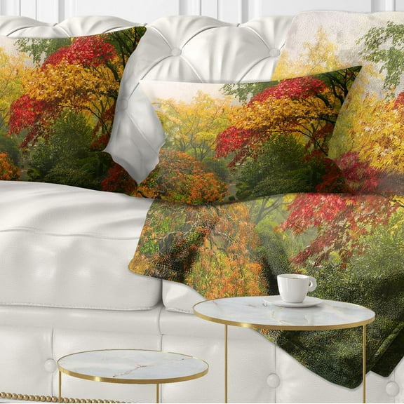 Designart Colorful Maple Trees - Floral Throw Pillow - 12x20