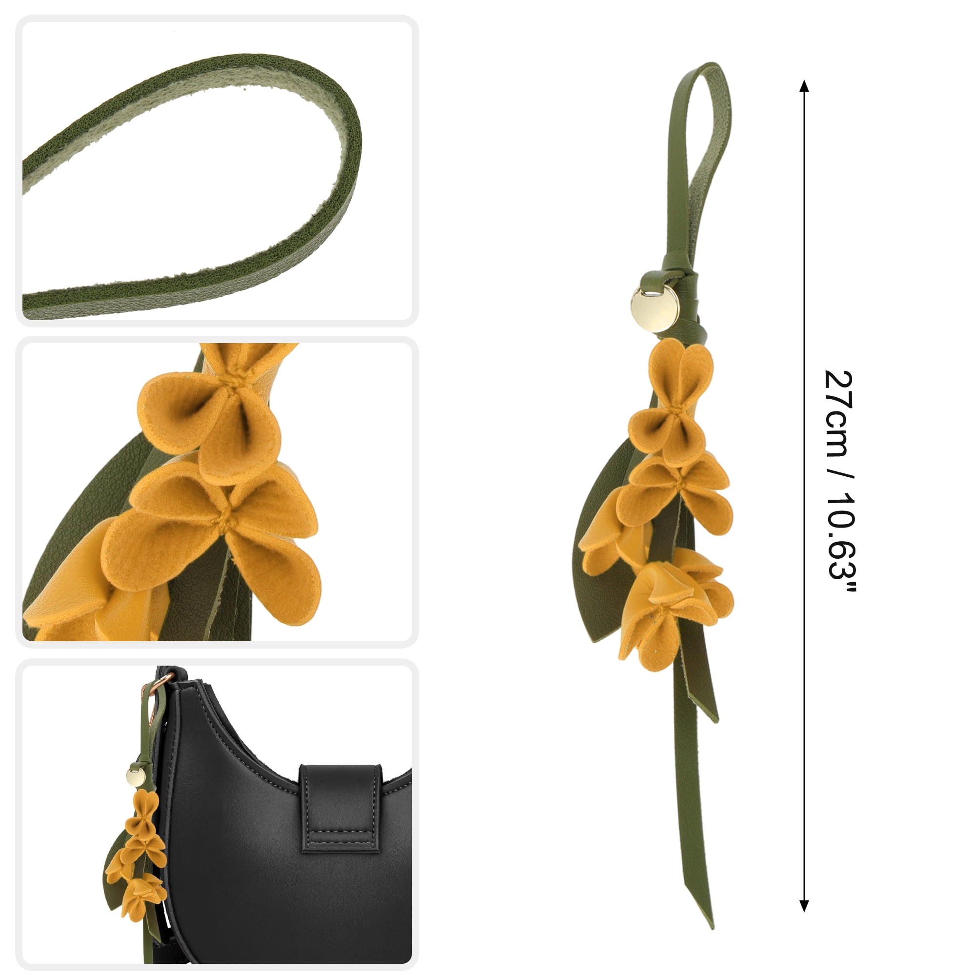 Unique Bargains PU Leather Flower Handbag Charm 1 Piece for Bags Yellow