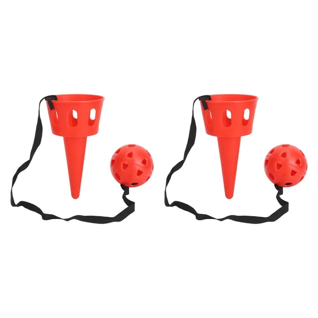 Juego de 2 pelotas para atrapar una pelota, superficie mate de plástico, agarre estable, pelota para lanzar y atrapar para ejercicio de reflexividad, regalo para niños, color rojo